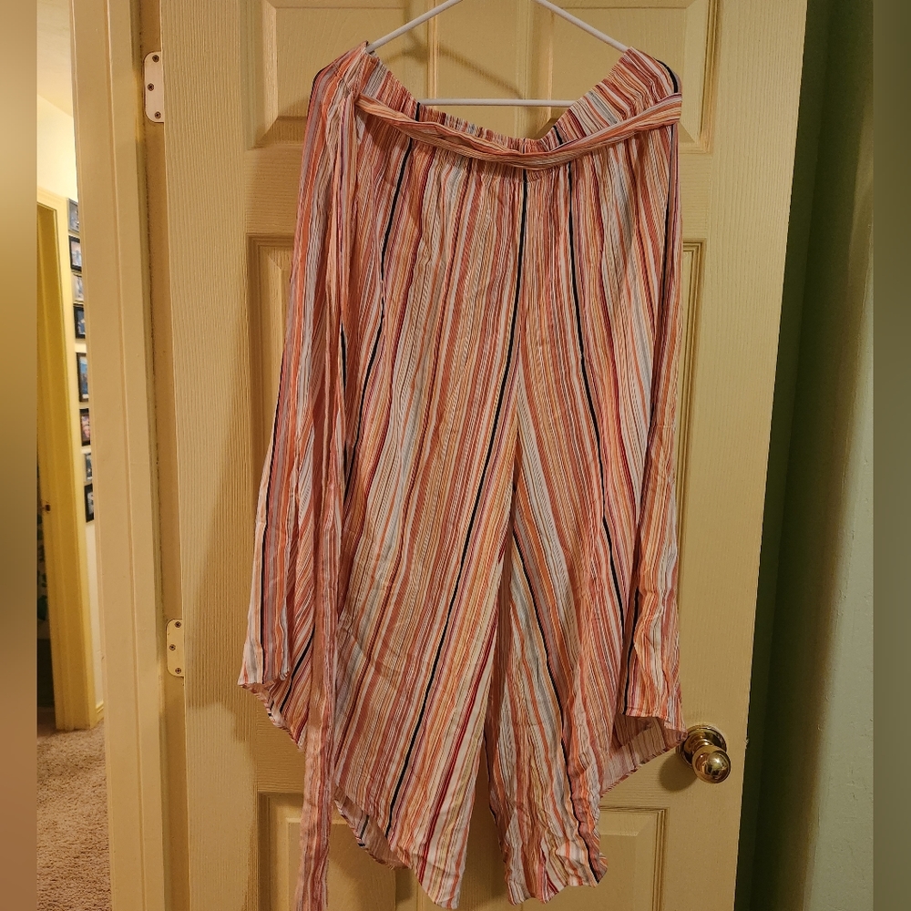 Pink multi striped pants